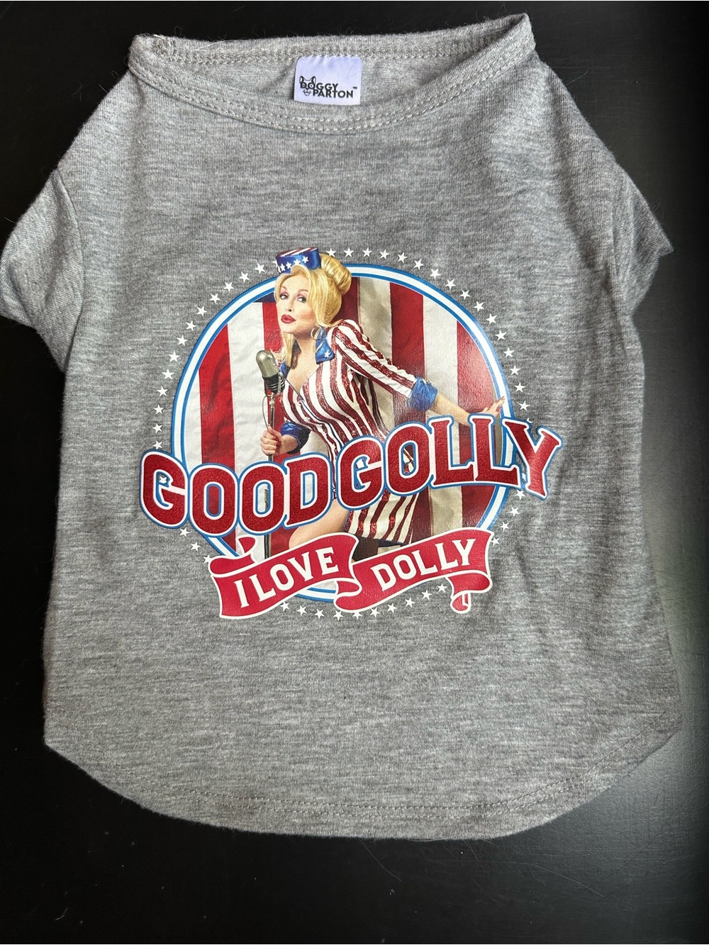 Doggy Parton - I Love Dolly "Good Golly" Graphic Tee - Gray